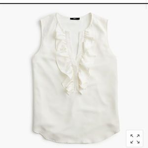 Ruffle-front top in satin crepe